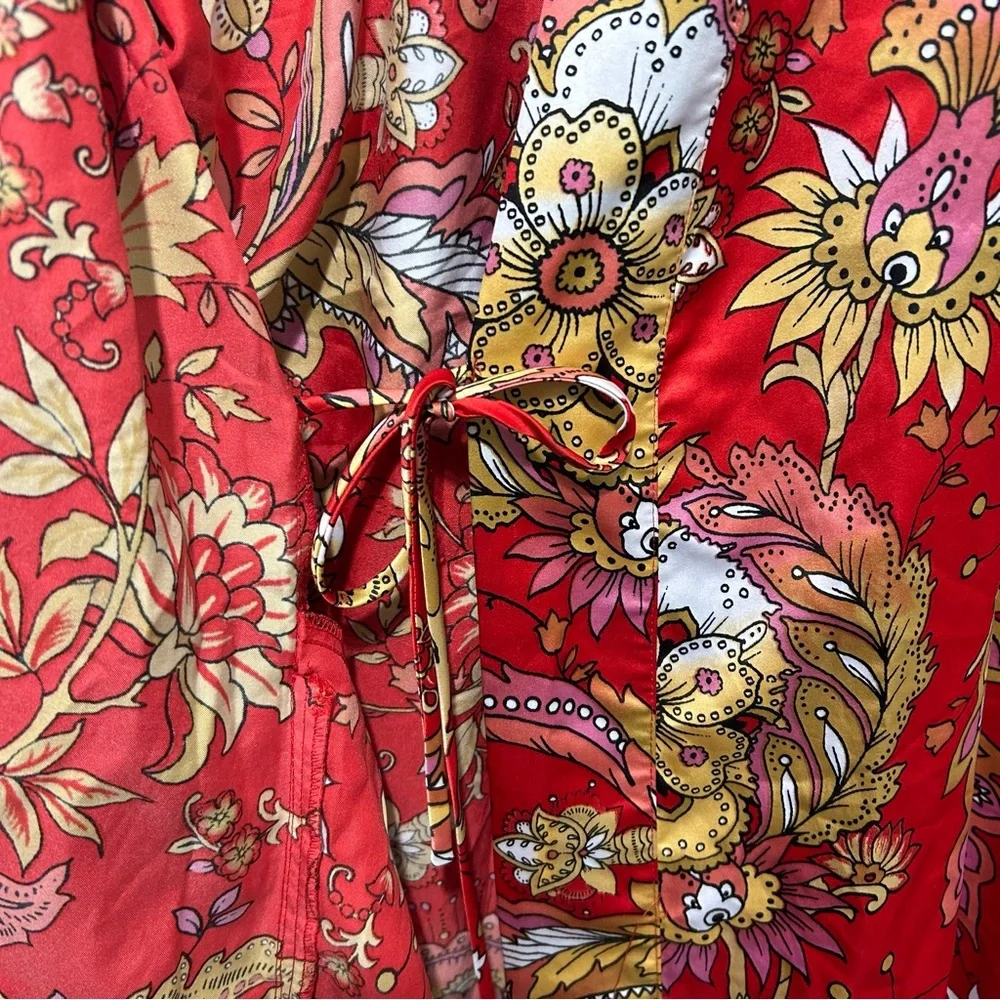 Natori Robe Long Floral Cherry Blossom Kimono Lingerie Pockets Artsy - Picture 8 of 11